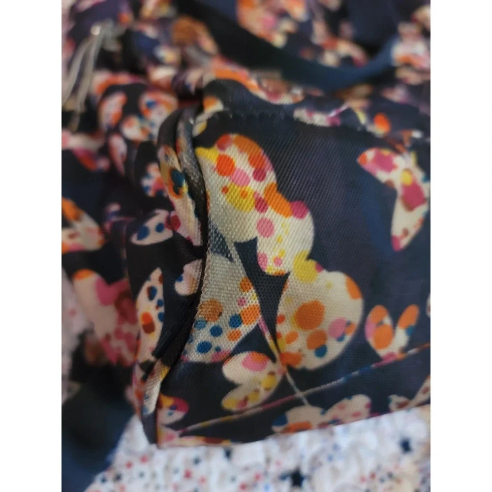 Vera Bradley Lighten Up Frame Large Backpack Floral Print Travel School Bag Navy